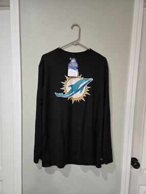 Black Long-Sleeve Miami Dolphins Logo Performance Shirt NFL Apparel